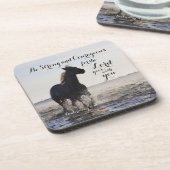 Sterke en moedige bijbel Verse Deut 31-paarden zij Onderzetter (Linkerzijde)