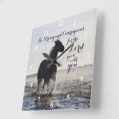 Sterke en moedige bijbel Verse Deut 31-paarden zij Vierkante Klok (Hoek)