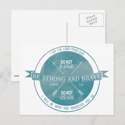 Sterke en moedige Blauwgroen scripts zijn Briefkaart (Voorkant / Achterkant)