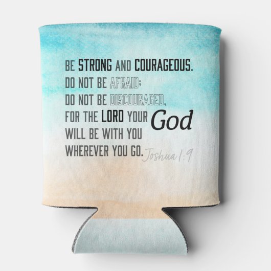 Sterke en moedige Joshua 1:9 Bijbelversie Blikjeskoeler (Achterkant)