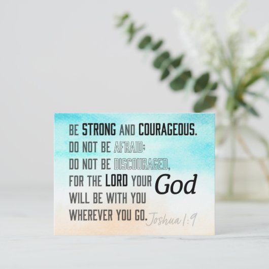 Sterke en moedige Joshua 1:9 Bijbelversie Briefkaart (Staand voorkant)