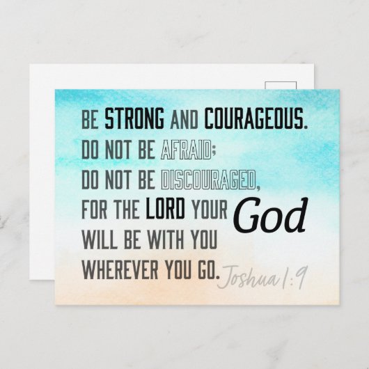 Sterke en moedige Joshua 1:9 Bijbelversie Briefkaart (Voorkant / Achterkant)