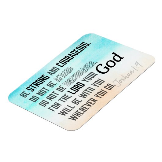 Sterke en moedige Joshua 1:9 Bijbelversie Magneet (Linkerzijde)