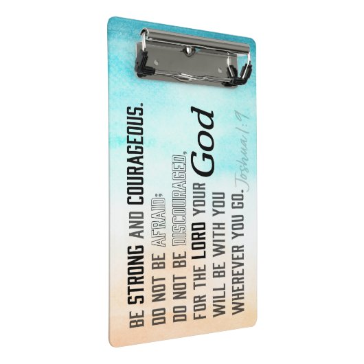 Sterke en moedige Joshua 1:9 Bijbelversie Mini Klembord (Schuin)