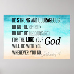 Sterke en moedige Joshua 1:9 Bijbelversie Poster