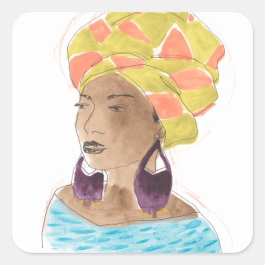 Sterke en mooie dame vierkante sticker (Voorkant)