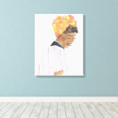 Sterke en mooie damesglimlach canvas afdruk (Insitu (Houten vloer))