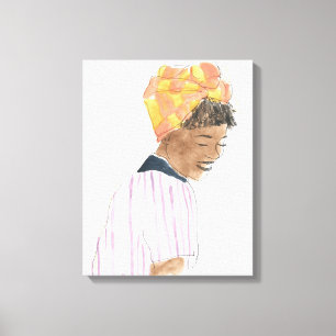 Sterke en mooie damesglimlach canvas afdruk