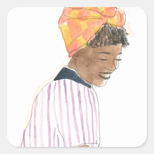 Sterke en mooie damesglimlach vierkante sticker (Voorkant)