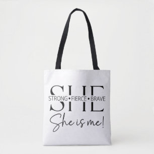 Sterke Fiere Dappere Inspirerende Citaat Typografi Tote Bag