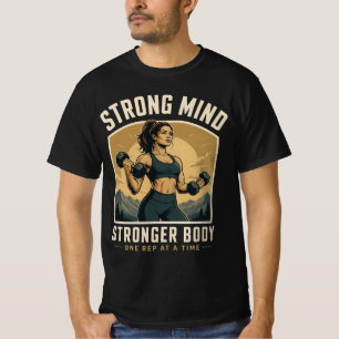 Sterke Geest Sterker Lichaam Gym Motivatie Ontwerp T-shirt