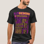 Sterke Gemini Loyal kan je muzieknots lezen T-shirt (Voorkant)