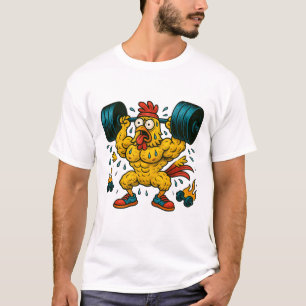 Sterke gewichten voor het optillen van kip t-shirt
