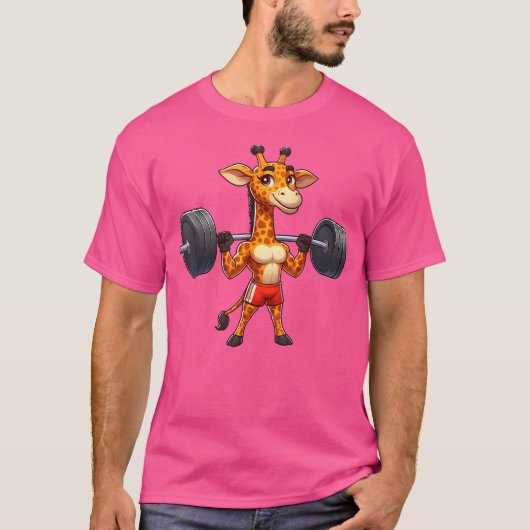 Sterke Giraffe Barbell Lifting Gewichten Grappig C T-shirt (Voorkant)