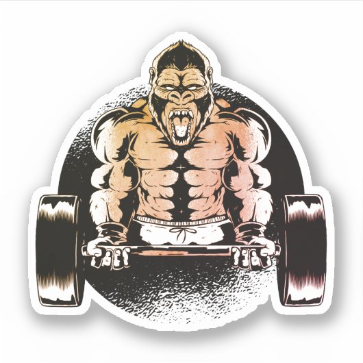 Sterke Gorilla pompen Sticker (Voorkant)