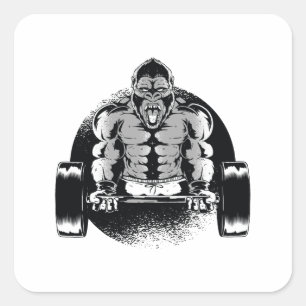 Sterke Gorilla Pompt Spieren Vierkante Sticker