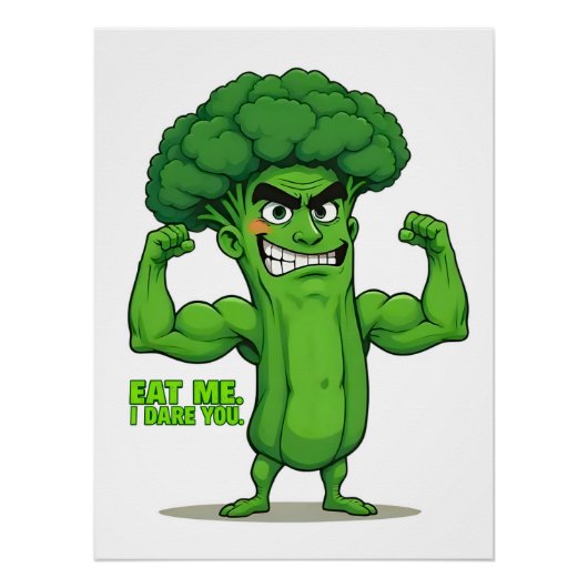 Sterke Groenten Club-Flexing Broccoli Grappige Car Perfect Poster (Voorkant)