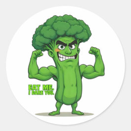 Sterke Groenten Club-Flexing Broccoli Grappige Car Ronde Sticker