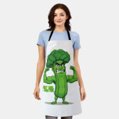 Sterke Groenten Club-Flexing Broccoli Grappige Car Schort (Gedragen)