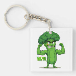 Sterke Groenten Club-Flexing Broccoli Grappige Car Sleutelhanger