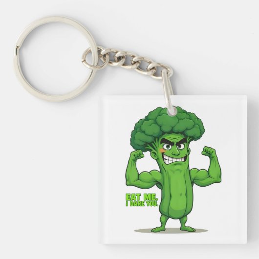 Sterke Groenten Club-Flexing Broccoli Grappige Car Sleutelhanger (voorkant)