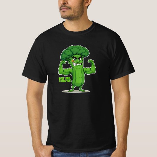 Sterke Groenten Club-Flexing Broccoli Grappige Car T-shirt (Voorkant)