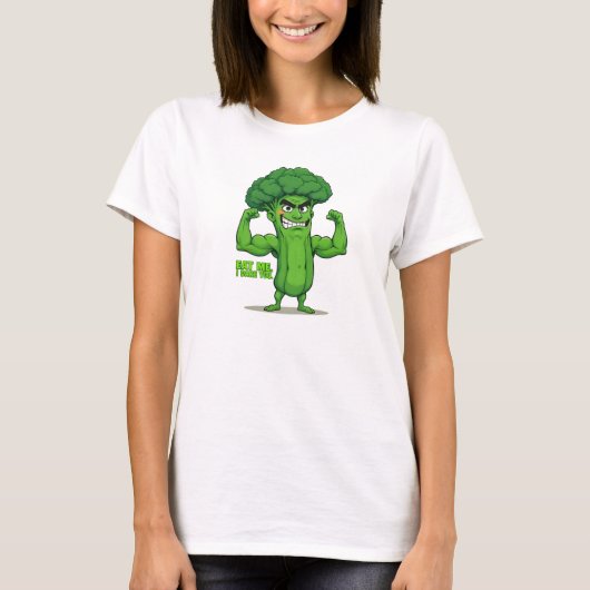 Sterke Groenten Club-Flexing Broccoli Grappige Car T-shirt (Voorkant)