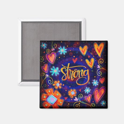 Sterke harten  bloemrijke kleurrijke inspiratie magneet (Voorkant / Achterkant)