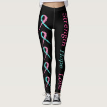 Sterke hoop liefdesroze en blauwgroen leggings