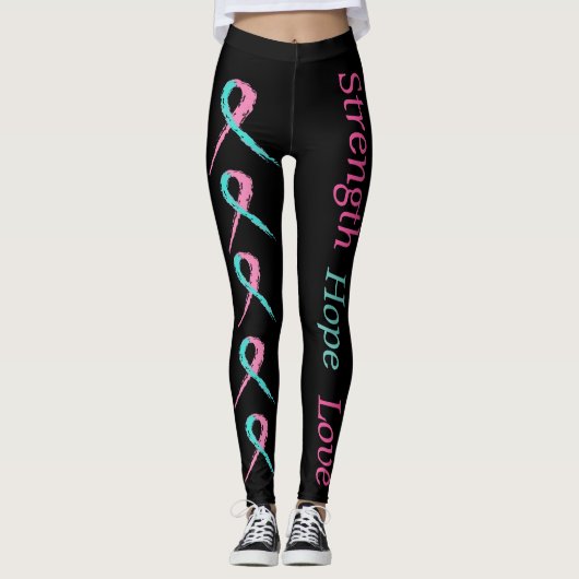 Sterke hoop liefdesroze en blauwgroen leggings (Voorkant)