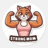 Sterke Kattenmoeder Sticker – Grappig Gym Kattenca (Voorkant)