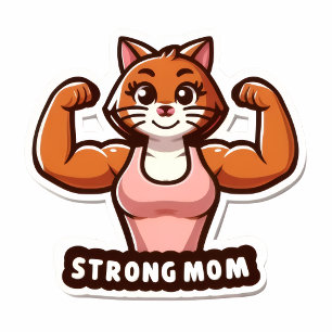 Sterke Kattenmoeder Sticker – Grappig Gym Kattenca