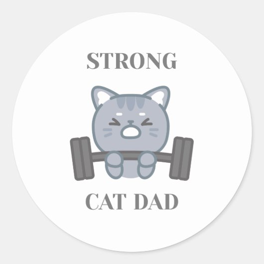 Sterke KattenPapa Ronde Sticker (Voorkant)