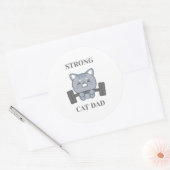 Sterke KattenPapa Ronde Sticker (Envelop)
