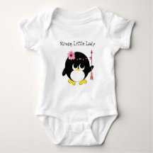 Sterke kleine dame Schattige pinguïn Baby Bodysuit