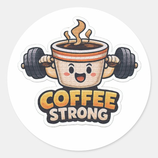 Sterke koffie ronde sticker (Voorkant)