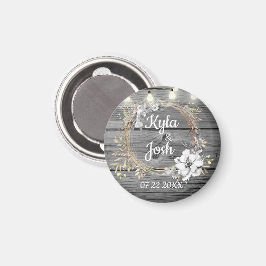 Sterke lights Wreath Rustic Wedding Magneet (Voorkant / Achterkant)