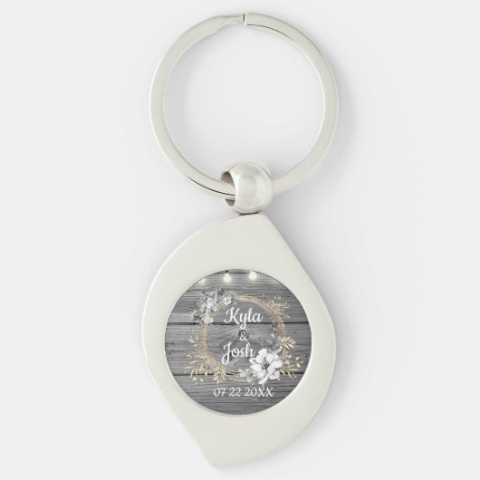 Sterke lights Wreath Rustic Wedding Sleutelhanger (Voorkant)