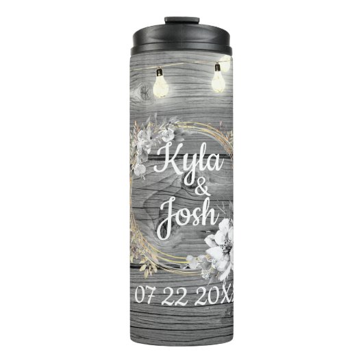 Sterke lights Wreath Rustic Wedding Thermosbeker (Voorkant)