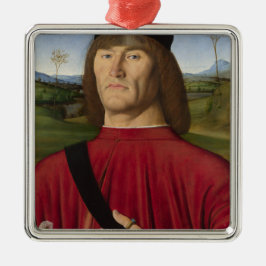 Sterke man met een roze anjer (Renaissancekunst) Metalen Ornament