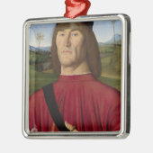 Sterke man met een roze anjer (Renaissancekunst) Metalen Ornament (Links)