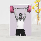 Sterke man Pink Pop Art Kaart (Gele Bloem)
