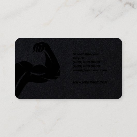 Sterke masculine-trainer met donkere stijl visitekaartje (Achterkant)