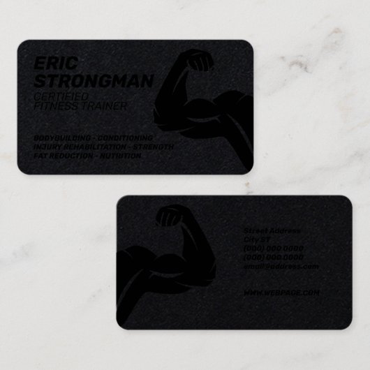 Sterke masculine-trainer met donkere stijl visitekaartje (Voorkant / Achterkant)
