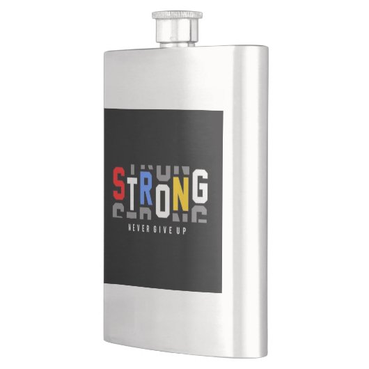 Sterke mensen geven nooit op flacon (Links)