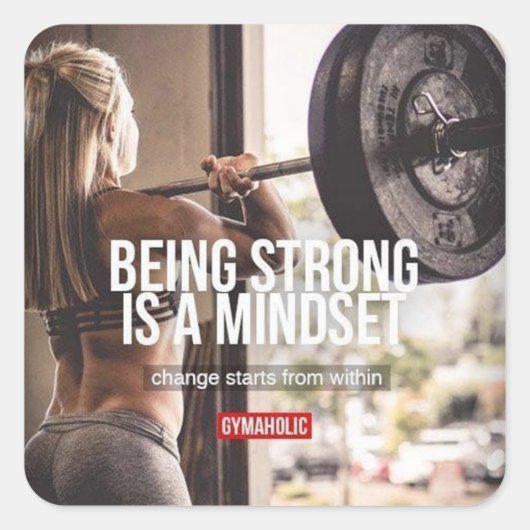 Sterke Mindset - Inspirerend voor de fitness van v Vierkante Sticker (Voorkant)
