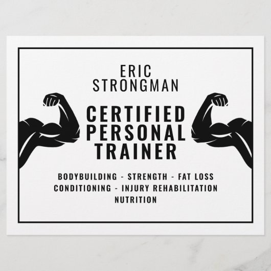 Sterke minimalistische fitnesstrainer flyer (Voorkant)