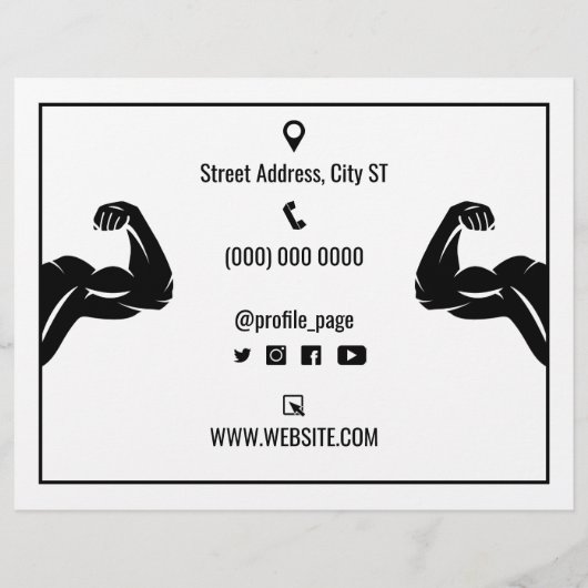 Sterke minimalistische fitnesstrainer flyer (Achterkant)