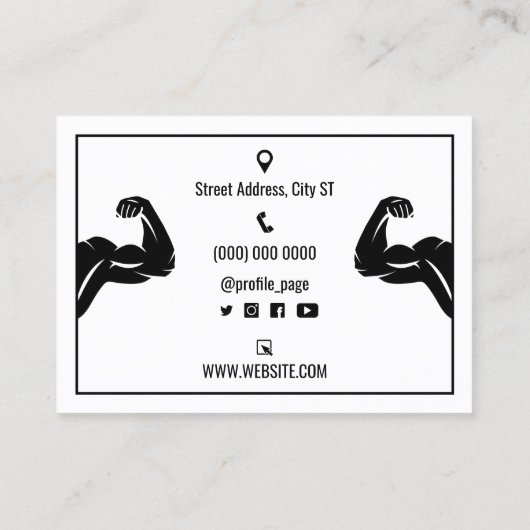 Sterke minimalistische fitnesstrainer  visitekaartje (Achterkant)