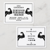Sterke minimalistische fitnesstrainer  visitekaartje (Voorkant / Achterkant)